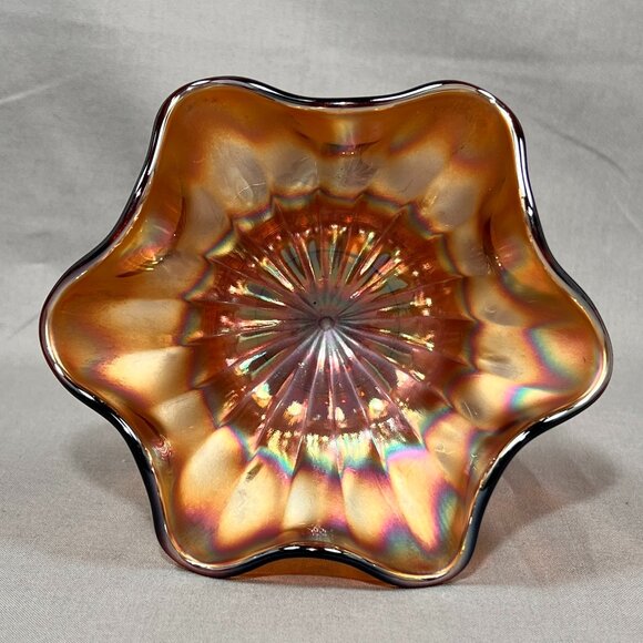 Vtg Fenton Carnival Stippled Rays Art Glass Comport Compote Amethyst Purple - Picture 6 of 16